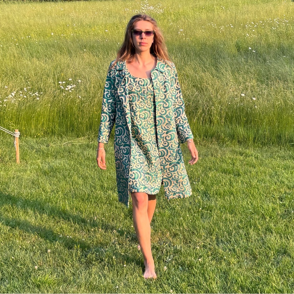 Vintage 50’s 60’s Metallic Brocade Coat and Dress Set